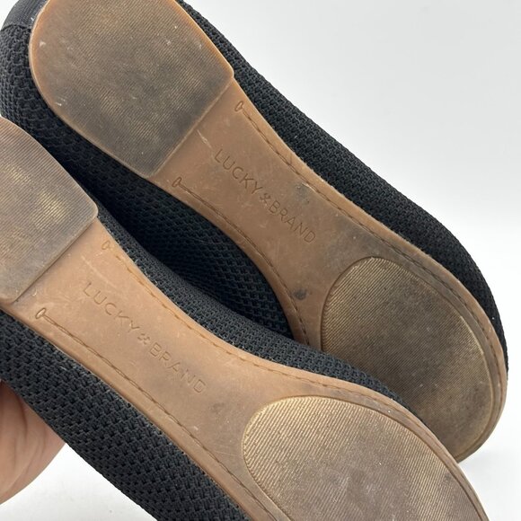 Lucky Brand Erin Black Knit Flats Women 8.5 Round Closed Toe Slip On Ballet Shoe - Picture 7 of 8